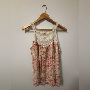 Joie Red and Cream Lace Tank Top